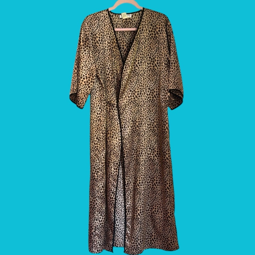 NATORI PRIVATE LUXURIES Vintage 80s Leopard Long Kimono/ Robe Size Large